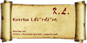 Kotrba Lóránt névjegykártya